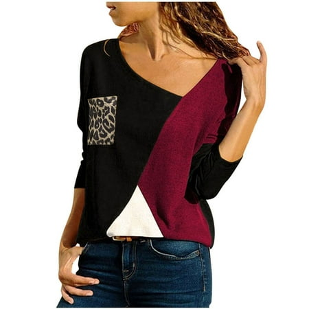 Women Casual Tops Leopard O-Neck Splicing Long Sleeves Blouse T-shirt black long sleeve shirt women corset tops for women Black M
Women Casual Tops Leopard O-Neck Splicing Long Sleeves Blouse T-shirt black long sleeve shirt women corset tops for women Black M