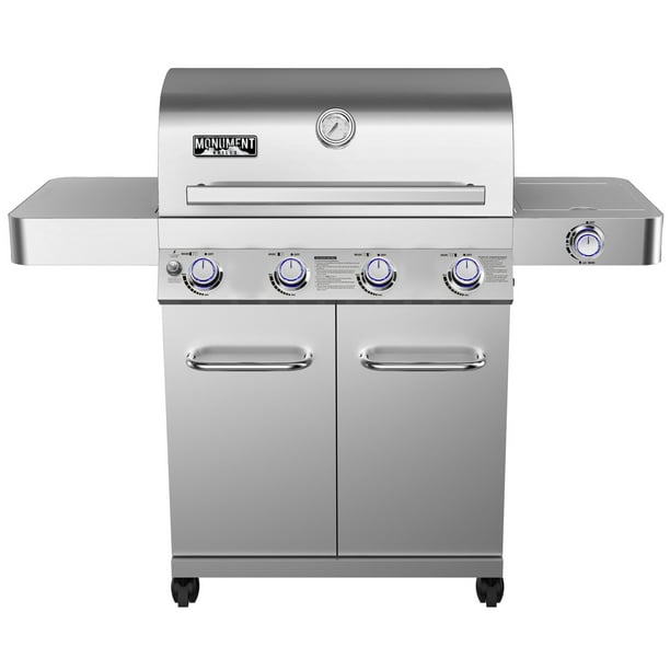 Monument Grills 17842 Stainless Steel 4 Burner Propane Gas Grill with Rotisserie
