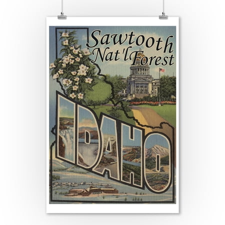 Sawtooth Nat'l Forest, Idaho - Large Letter Scenes (9x12 Art Print, Wall Decor Travel Poster)