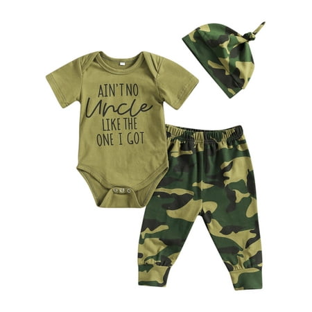 Xingqing Boy s Romper Set Short Sleeve Triangle Bodysuit with Camouflage Long Pants and Hat
Xingqing Boy s Romper Set Short Sleeve Triangle Bodysuit with Camouflage Long Pants and Hat