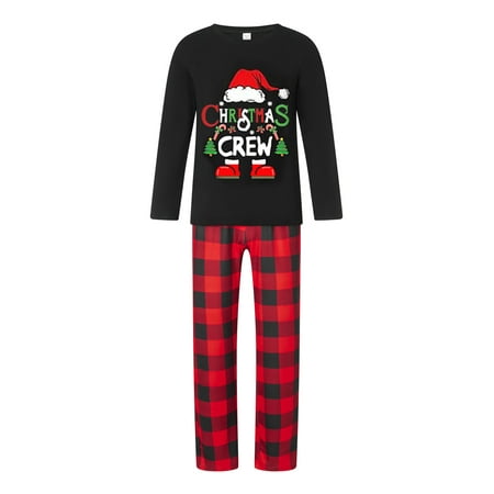 Christmas Pajamas for Family Tops + Buffalo Plaid Pants Set Sleepwear