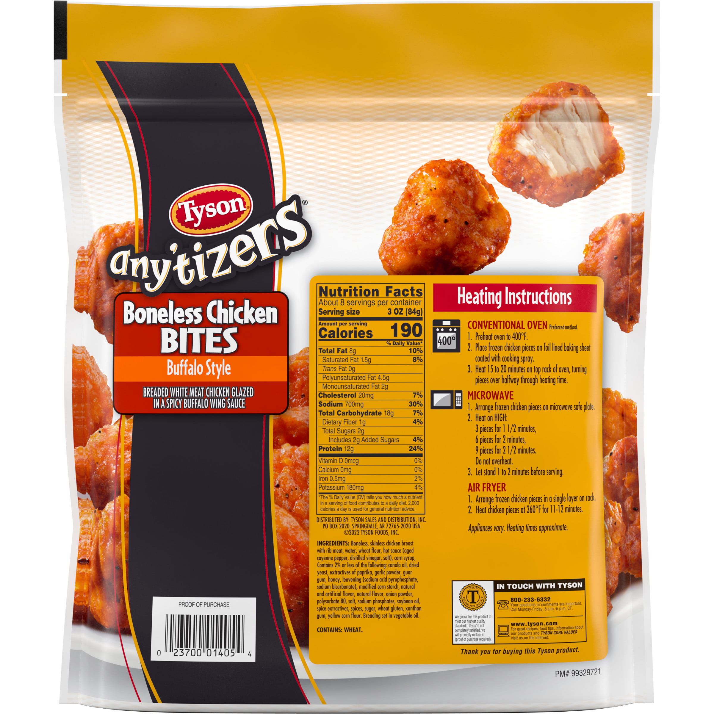Buy Tyson Any Tizers Buffalo Style Boneless Chicken Bites 1 5 Lb Bag