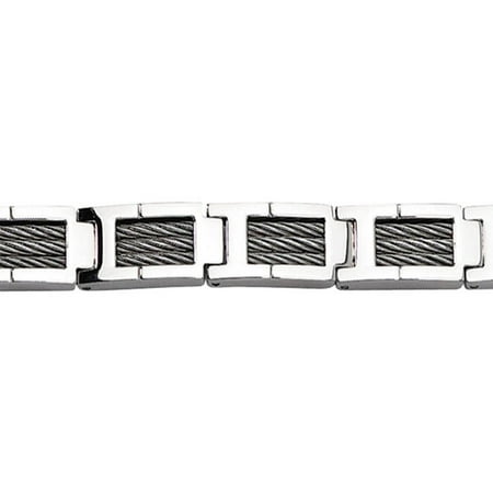 Primal Steel Stainless Steel Wire Brushed and Polished Bracelet, 8.5