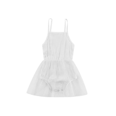 Baby Girl Jumpsuit Mesh Embellishment Sleeveless Sling Romper