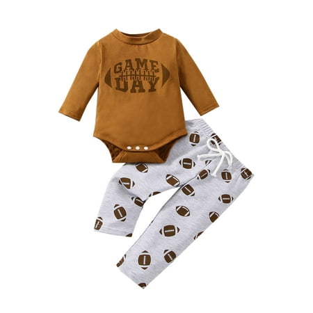 Canrulo Newborn Baby Boy Football Clothes Letter Print Long Sleeve Romper Pants Infant Fall Winter Outfits Brown 6-12 Months
Canrulo Newborn Baby Boy Football Clothes Letter Print Long Sleeve Romper Pants Infant Fall Winter Outfits Brown 6-12 Months