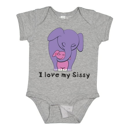 Inktastic I Love My Sissy Elephant Purple Pink Gift Baby Boy or Baby Girl Bodysuit