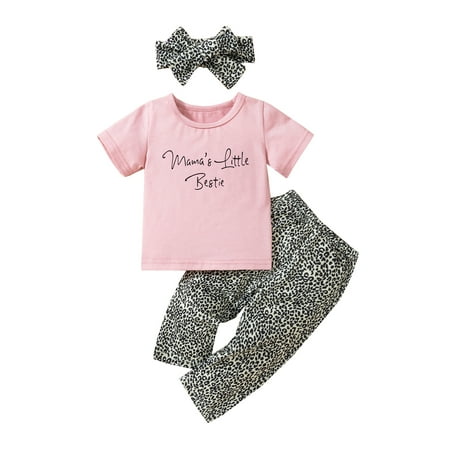 Qtinghua Newbornn Baby Girls Summer Clothes Mama s Little Bestie Print Short Sleeve T-shirt with Leopard Pants and Headband Set Pink 0-3 Months
Qtinghua Newbornn Baby Girls Summer Clothes Mama s Little Bestie Print Short Sleeve T-shirt with Leopard Pants and Headband Set Pink 0-3 Months