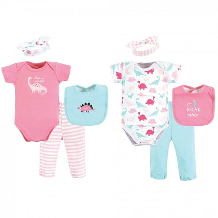 Hudson Baby Infant Girl Layette Boxed Giftset Girl Dino 0-6 Months