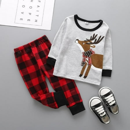 Esho 12M-6T Toddler Boys Girls Christmas Pajama Sets Kids Cute Deer Printed Tops+Plaid Pants Sleepwear Loungewear
Esho 12M-6T Toddler Boys Girls Christmas Pajama Sets Kids Cute Deer Printed Tops+Plaid Pants Sleepwear Loungewear