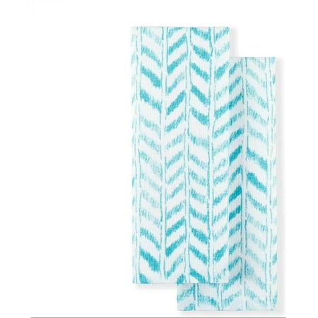 Tommy Bahama Maui Herringbone Kitchen Towel Set Aqua
