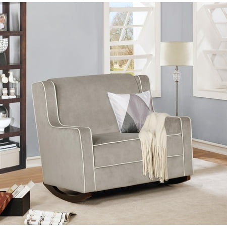 Naomi Home Elaina 2-Seater Rocker-Color:Gray,Fabric:Microfiber