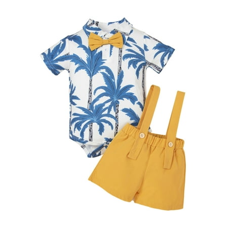 Lamuusaa Infant Boys Summer Gentleman Clothes Leaves Print Bowtie Short Sleeve Romper and Bib Straps Shorts 2Pcs Suit
Lamuusaa Infant Boys Summer Gentleman Clothes Leaves Print Bowtie Short Sleeve Romper and Bib Straps Shorts 2Pcs Suit