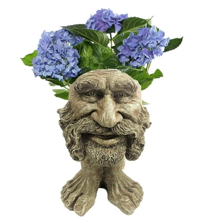 Homestyles 13 in. Axle the Muggly Face Garden Statue Planter Holds 7 in. Pot