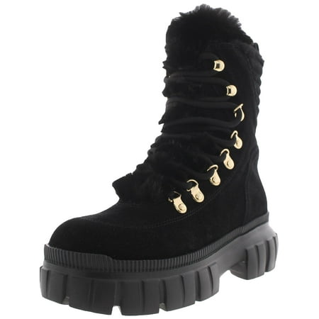 DKNY Womens Ciara Suede Ankle Combat & Lace-up Boots