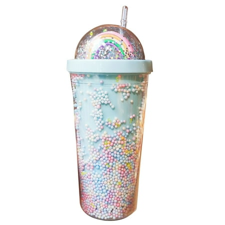Qisuw 550ml Rainbow Plastic Water Bottle Double Layer Sequins Drinking Cup with Straw
Qisuw 550ml Rainbow Plastic Water Bottle Double Layer Sequins Drinking Cup with Straw