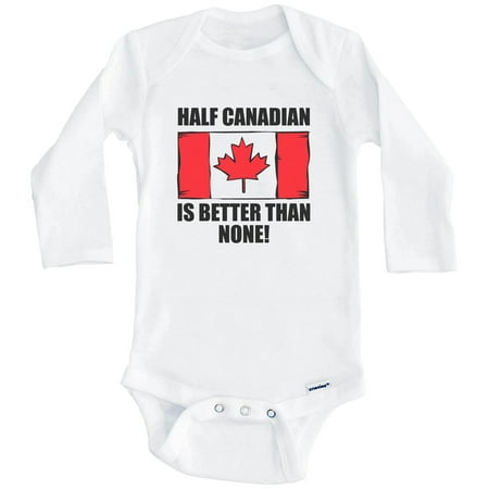 Half Canadian Is Better Than None Funny Canada Flag One Piece Baby Bodysuit (Long Sleeve) 0-3 Months White
Half Canadian Is Better Than None Funny Canada Flag One Piece Baby Bodysuit (Long Sleeve) 0-3 Months White