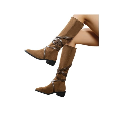 Avamo Womens Vintage Shoes Chunky Western Cowgirl Boots Multi-Strap Mid-Calf Boot Dress Knee-High Walking Casual Pointed Toe Brown Knee-High 5.5
Avamo Womens Vintage Shoes Chunky Western Cowgirl Boots Multi-Strap Mid-Calf Boot Dress Knee-High Walking Casual Pointed Toe Brown Knee-High 5.5