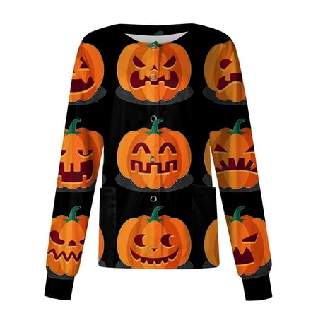 Bazyrey Women s Halloweenn Scrub Tops 2024 Women Long Sleeve Pattern Pocket Working Halloween Print Stand-up Collar Single-breasted Protective Overalls Cardigan Jacket Top Gray S
Bazyrey Women s Halloweenn Scrub Tops 2024 Women Long Sleeve Pattern Pocket Working Halloween Print Stand-up Collar Single-breasted Protective Overalls Cardigan Jacket Top Gray S