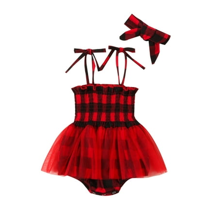 Acuteok Baby Girls Summer Romper Dress Sleeveless Plaid Print Tulle Patchwork Romper with Bow Headband
Acuteok Baby Girls Summer Romper Dress Sleeveless Plaid Print Tulle Patchwork Romper with Bow Headband