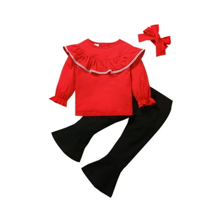 Kuriozud Children Solid Color Clothes Set Girls Long Sleeve T-shirt Ruffles Flared Trousers Headband
Kuriozud Children Solid Color Clothes Set Girls Long Sleeve T-shirt Ruffles Flared Trousers Headband