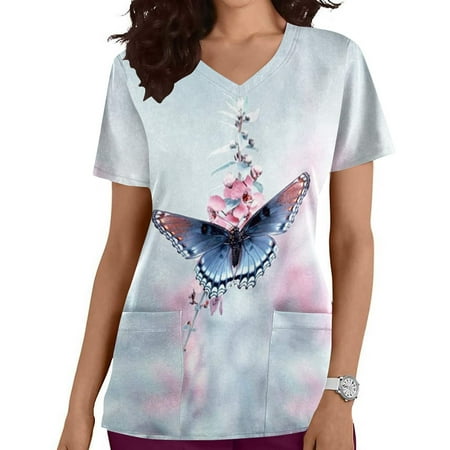 Funicet Savings Clearance 2023! Plus Size Tops for Women Scrubs Tops Short Sleeve Working Uniform V Neck Nurse Shirts Butterfly Printed Blounce w/Pockets
Funicet Savings Clearance 2023! Plus Size Tops for Women Scrubs Tops Short Sleeve Working Uniform V Neck Nurse Shirts Butterfly Printed Blounce w/Pockets