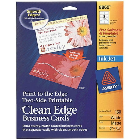 Avery Two-Side Printable Clean-Edge Business Card for Inkjet 8869, 2 ...