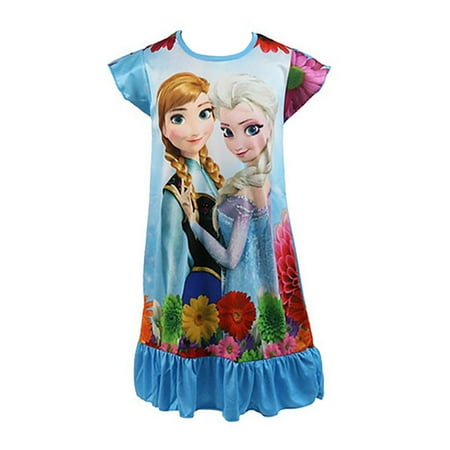 Little Girls Princess Pajamas Nightgown Toddler Printed Nightdress Sleepwear