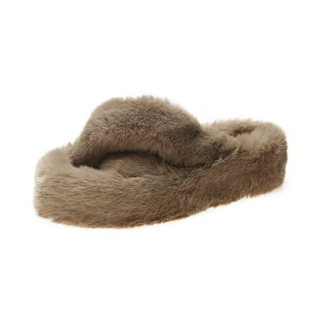 Lopsie Fluffy Womens House Slippers Cross Band Open Toe Soft Plush Fleece Bedroom Slippers Women Memory Foam Comfy Fuzzy Slip On Non-Slip Womens Slippers Indoor