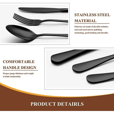 40 Pieces Black Silverware Set Yoehka Premium Stainless Steel Flatware Set Service for 8 Durable Tableware Cutlery Set for Home and Restaurant Include Knife Fork Spoon Dishwasher Safe
40 Pieces Black Silverware Set Yoehka Premium Stainless Steel Flatware Set Service for 8 Durable Tableware Cutlery Set for Home and Restaurant Include Knife Fork Spoon Dishwasher Safe