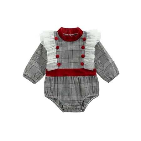 Sunisery Princess Baby Girls Romper Outwear Plaids Printed Lace Fly Sleeve Ruffle Autumn Jumpsuit Clothes Gray 6-12 Months
Sunisery Princess Baby Girls Romper Outwear Plaids Printed Lace Fly Sleeve Ruffle Autumn Jumpsuit Clothes Gray 6-12 Months
