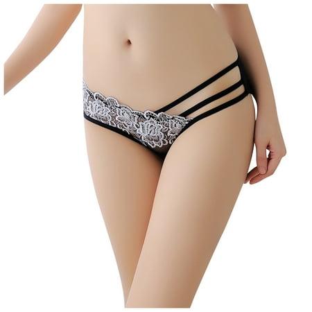Qcmgmg Seamless Thong Underwear for Women Low Rise Solid T-Back Lace Panties