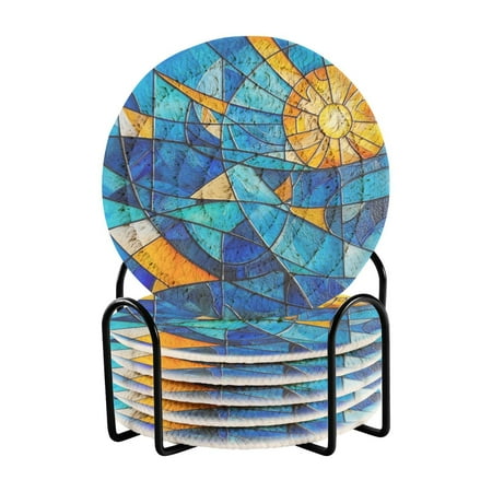 WOBOGO Blue Glass Sun Pattern Coil Coasters Set of 6 Minimalist Cotton Woven 3.94 inch Non-Slip Insulated and Absorbent Home Accessories.
WOBOGO Blue Glass Sun Pattern Coil Coasters Set of 6 Minimalist Cotton Woven 3.94 inch Non-Slip Insulated and Absorbent Home Accessories.