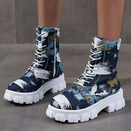 YOTAMI Womens Shoes Women Fashion Lace-up Shoes Retro Western Boots Casual Warm Low Heels Boots Dark Blue
YOTAMI Womens Shoes Women Fashion Lace-up Shoes Retro Western Boots Casual Warm Low Heels Boots Dark Blue