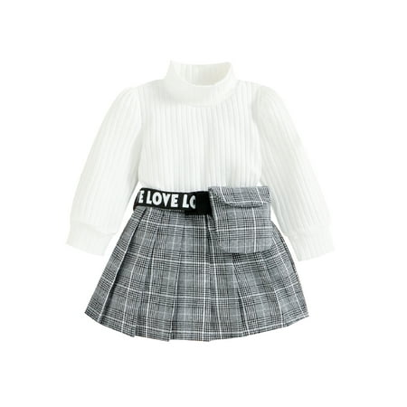 Canrulo Toddler Baby Girl Fall Clothes Long Slevve Turtleneck Sweater Tops Pleated Skirts Outfits with Fanny Pack White 1-2 Years
Canrulo Toddler Baby Girl Fall Clothes Long Slevve Turtleneck Sweater Tops Pleated Skirts Outfits with Fanny Pack White 1-2 Years