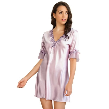 ohyeahlady Silk Night Gowns for Woman Satin Pajama Dress V Neck Loungewear Short Sleeve Sleepwear Purple XL
ohyeahlady Silk Night Gowns for Woman Satin Pajama Dress V Neck Loungewear Short Sleeve Sleepwear Purple XL