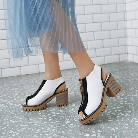 Fashion Frosted Cloth Faux Leather High Heels Ladies Sandals Size 35-43