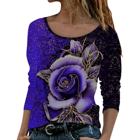 Women s Tees Long Sleeve Women Womens Fashion Long Sleeve Round Neck Rose Flower Print T Shirt Top Lady Tee Short Sleeve under Scrub
Women s Tees Long Sleeve Women Womens Fashion Long Sleeve Round Neck Rose Flower Print T Shirt Top Lady Tee Short Sleeve under Scrub