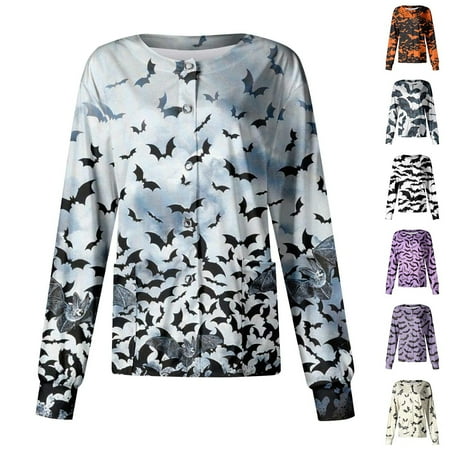 Clearance Sale! Scrub Uniforms for Women MIARHB Long Sleeve Pocket Working Halloween Print Collar Single-breasted Overalls Cardigan Jacket Top Gray L
Clearance Sale! Scrub Uniforms for Women MIARHB Long Sleeve Pocket Working Halloween Print Collar Single-breasted Overalls Cardigan Jacket Top Gray L