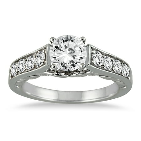 AGS Certified 1 1/2 Carat TW Diamond Ring in 14K White Gold (H-I Color, I1-I2 Clarity)