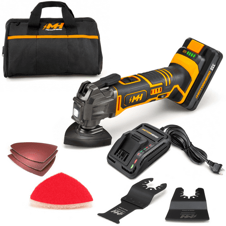 

MOTORHEAD 20V ULTRA Cordless Oscillating Multi-Tool Lithium-Ion LED 18000 RPM 3.2° Angle Variable Speed Tool-Free Sanding Cutting Scraping Accessories 2Ah Battery Charger Bag USA-Based