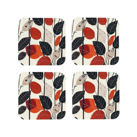 Qekee Modern Abstract Leaf Pattern Print PU Leather Absorbent Coasters Leather Coasters Set for Cups Drinks 4 Coasters 4 Pcs for Coffee Bar Home Decor-Square
Qekee Modern Abstract Leaf Pattern Print PU Leather Absorbent Coasters Leather Coasters Set for Cups Drinks 4 Coasters 4 Pcs for Coffee Bar Home Decor-Square
