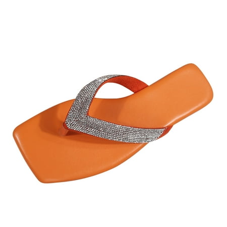 Youmylove Women Slippers Thong Sandals Fashion Summer Leather Rhinestone Square Head Flip Flops Flat Beach Slippers Comfort Cozy Leisure Daily Walking
Youmylove Women Slippers Thong Sandals Fashion Summer Leather Rhinestone Square Head Flip Flops Flat Beach Slippers Comfort Cozy Leisure Daily Walking