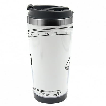 Music Travel Mug Sketchy DJ Headphones Steel Thermal Cup 16 oz by Ambesonne