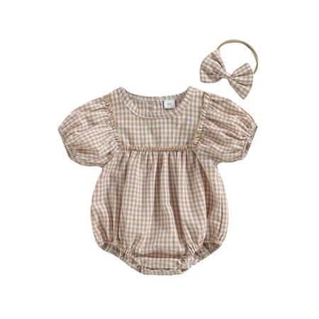 Newborn Baby Girls Cute Rompers Summer Clothes Princess Plaid Print Puff Short Sleee O-neck Jumpsuits Headband Casual Outfits
Newborn Baby Girls Cute Rompers Summer Clothes Princess Plaid Print Puff Short Sleee O-neck Jumpsuits Headband Casual Outfits