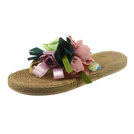 WANYNG slippers for women Women Weave Beach Breathable Sandals Home Slipper Flowers Flip-Flops Flat Shoes the shoes Pink 39
WANYNG slippers for women Women Weave Beach Breathable Sandals Home Slipper Flowers Flip-Flops Flat Shoes the shoes Pink 39
