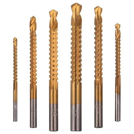 6 Pack Titanium Coated HSS Twist Bits 3-8mm Serrated Side Cut Bits Woodworking Tools for Plastic Metal Wood Holes
6 Pack Titanium Coated HSS Twist Bits 3-8mm Serrated Side Cut Bits Woodworking Tools for Plastic Metal Wood Holes