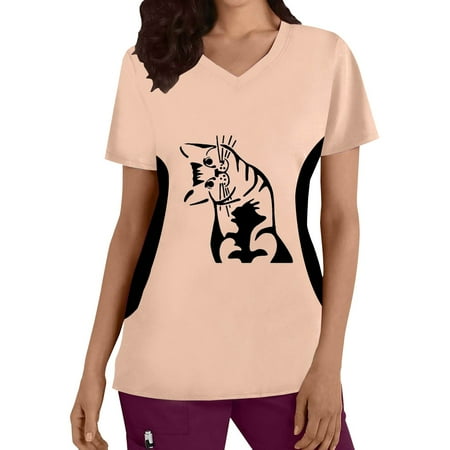 Women Cats Printed Scrubs Top Plus Size Top V-Neck Short Sleeve Working Uniform Nurses Clothing Workwear Blouse Simple Clothing
Women Cats Printed Scrubs Top Plus Size Top V-Neck Short Sleeve Working Uniform Nurses Clothing Workwear Blouse Simple Clothing