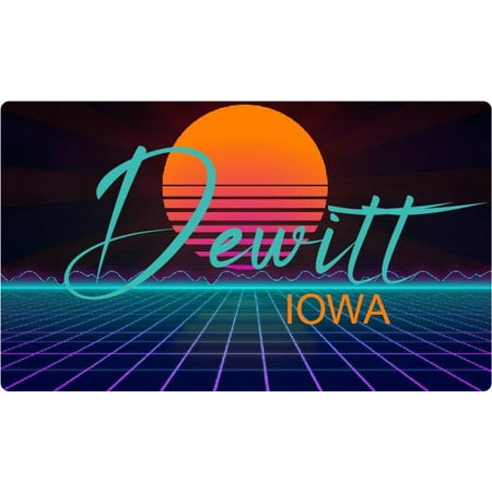 DeWitt Iowa 4 X 2.25-Inch Fridge Magnet Retro Neon Design