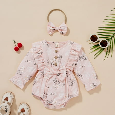 Infant Newborn Baby Girls Fall Romper with Hairband Floral Print Crew Neck Long Sleeve Bodysuit Headband 2Pcs Set (Green 6-9 Months)
Infant Newborn Baby Girls Fall Romper with Hairband Floral Print Crew Neck Long Sleeve Bodysuit Headband 2Pcs Set (Green 6-9 Months)