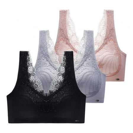 Spdoo Women Floral Lace Bra Wirefree Soft Back Smoothing Push up Bra Widen Shoulder Straps Seamless Underwear 3-Pack
Spdoo Women Floral Lace Bra Wirefree Soft Back Smoothing Push up Bra Widen Shoulder Straps Seamless Underwear 3-Pack